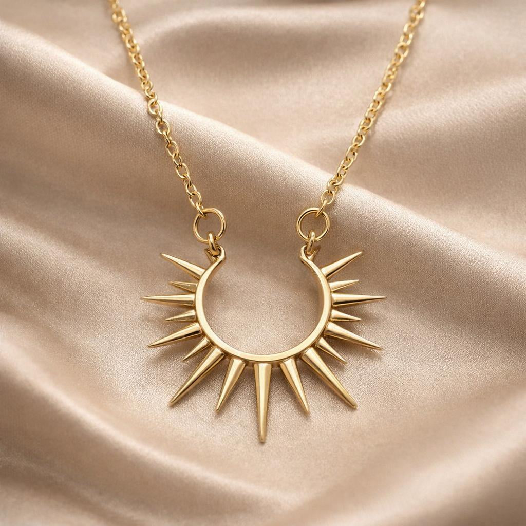 White / Gold Sunflower Pendant Necklace