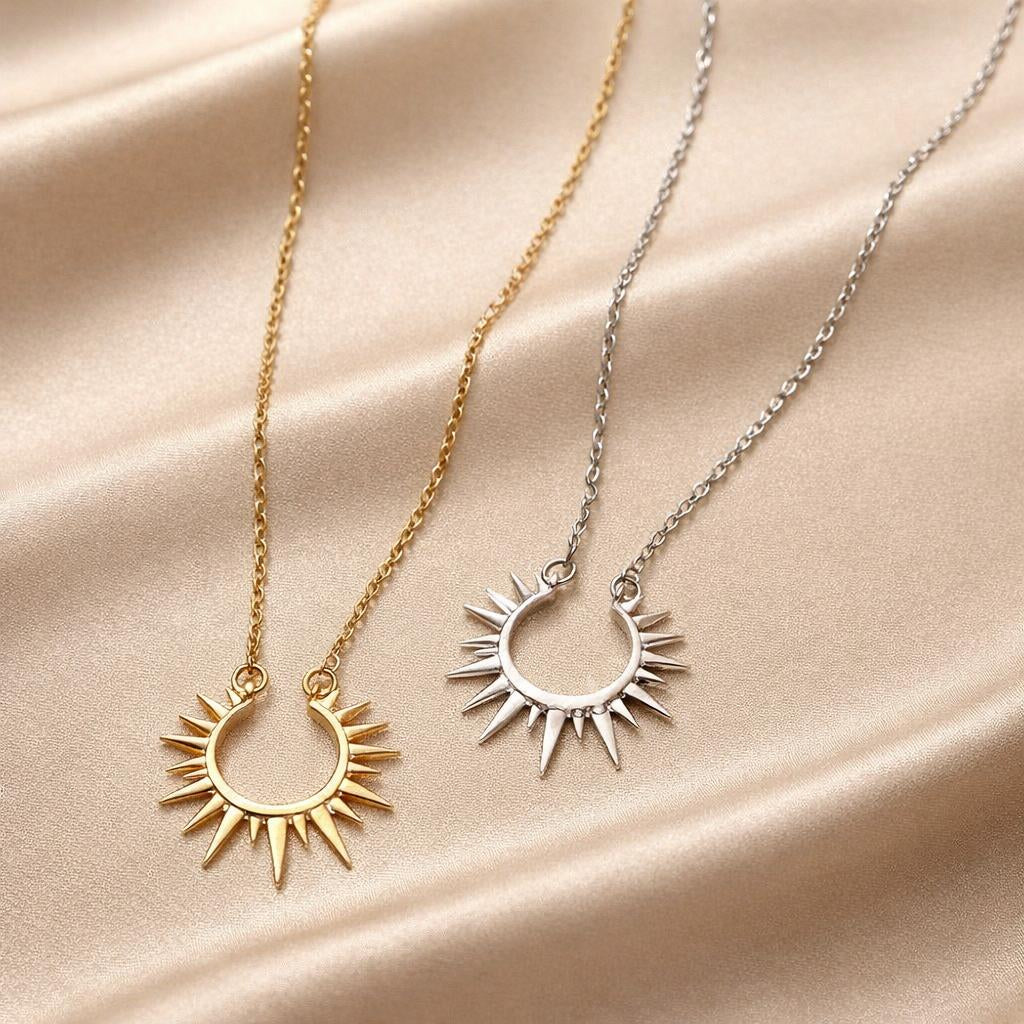 White / Gold Sunflower Pendant Necklace
