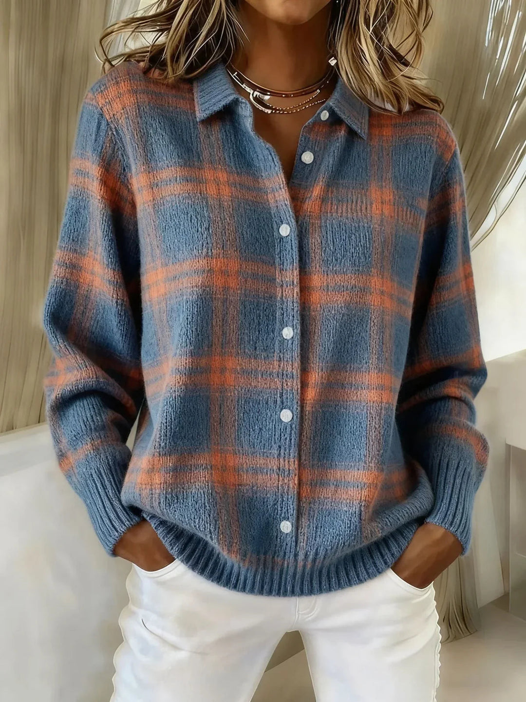 Hollis™ | Cozy Plaid Button Cardigan