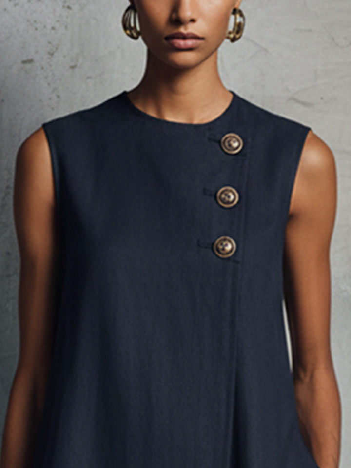Aubrey™ | Asymmetric Button Mini Dress