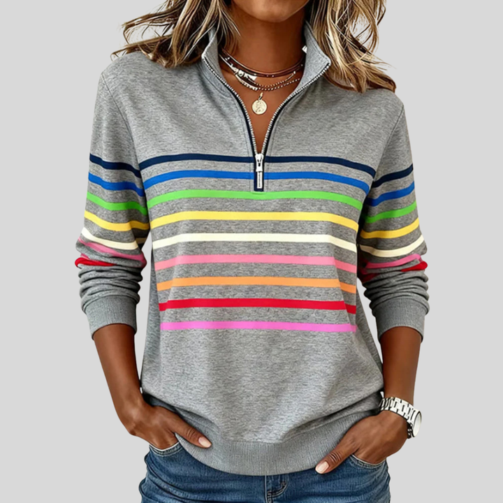 Iris™ | Rainbow Stripe Quarter-Zip Sweatshirt