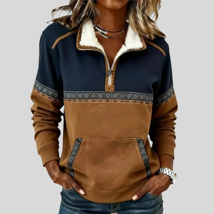 Heidi™ | Sherpa Collar Colorblock Half-Zip Pullover