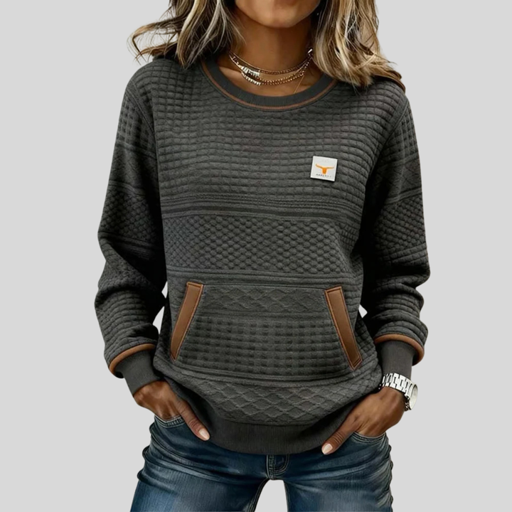 Miriam™ | Textured Colorblock Crew Neck Sweatshirt