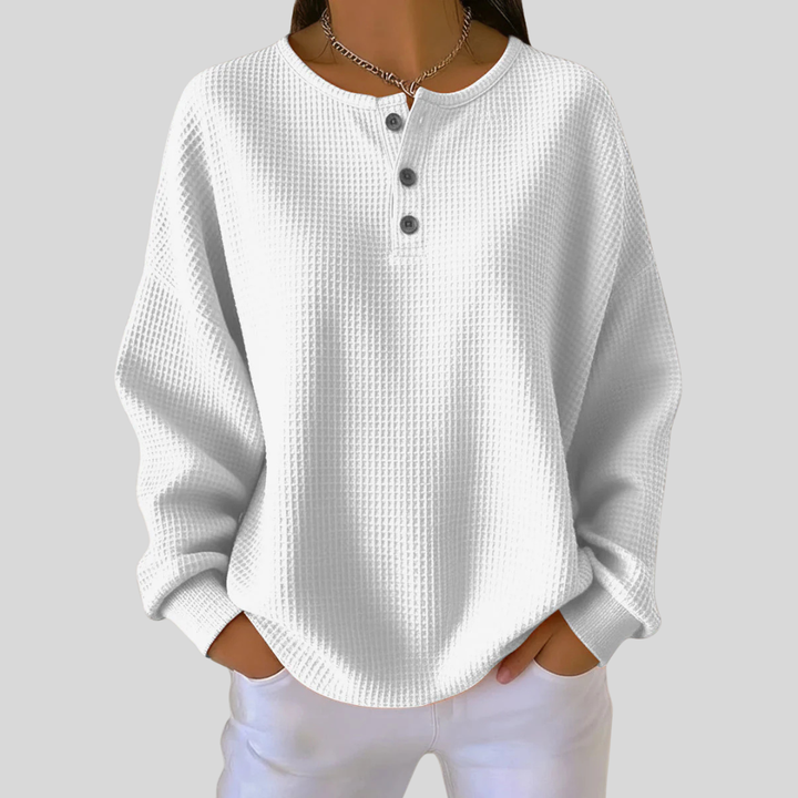 Veda™ | Relaxed Waffle-Knit Henley Sweatshirt