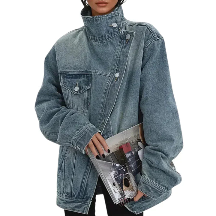 Nora | Asymmetric City Jacket with Button Detail
