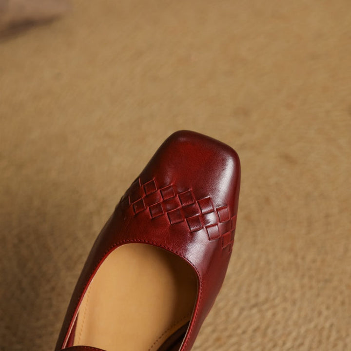 Scarlett™ | Woven Leather Square-Toe Mary Jane Flats