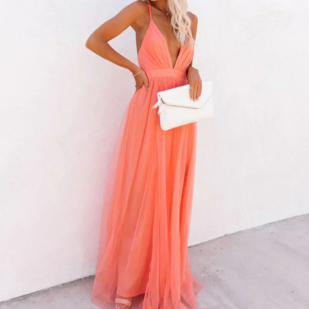 Violet | Coral Glow Maxi Dress