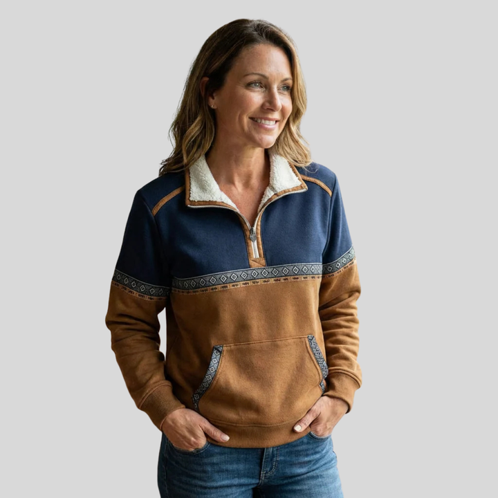 Heidi™ | Sherpa Collar Colorblock Half-Zip Pullover