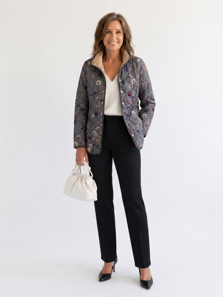 Jacqueline™ | Pressed Floral Quilted Jacket