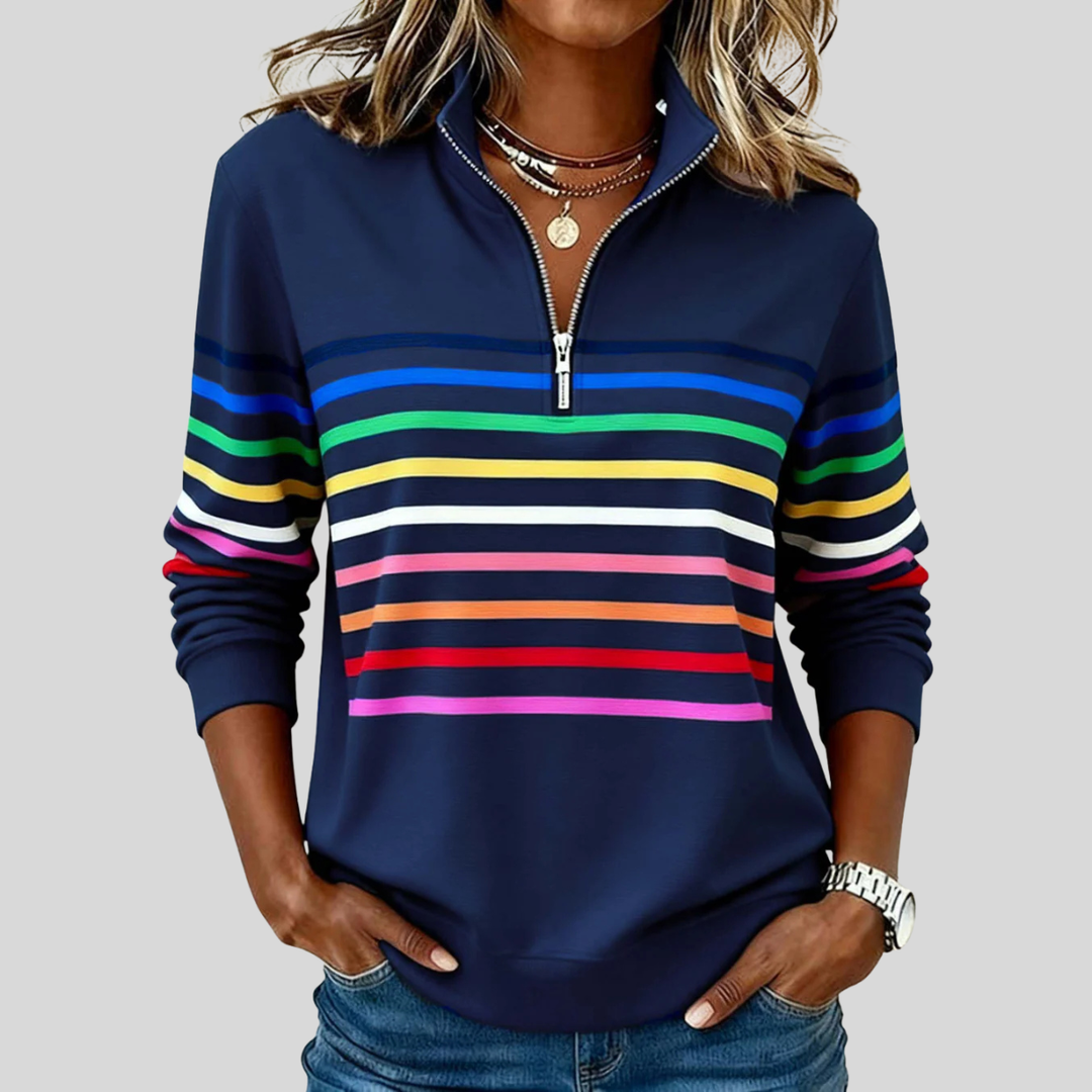 Iris™ | Rainbow Stripe Quarter-Zip Sweatshirt