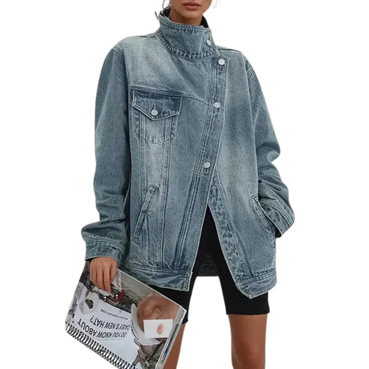 Nora | Asymmetric City Jacket with Button Detail