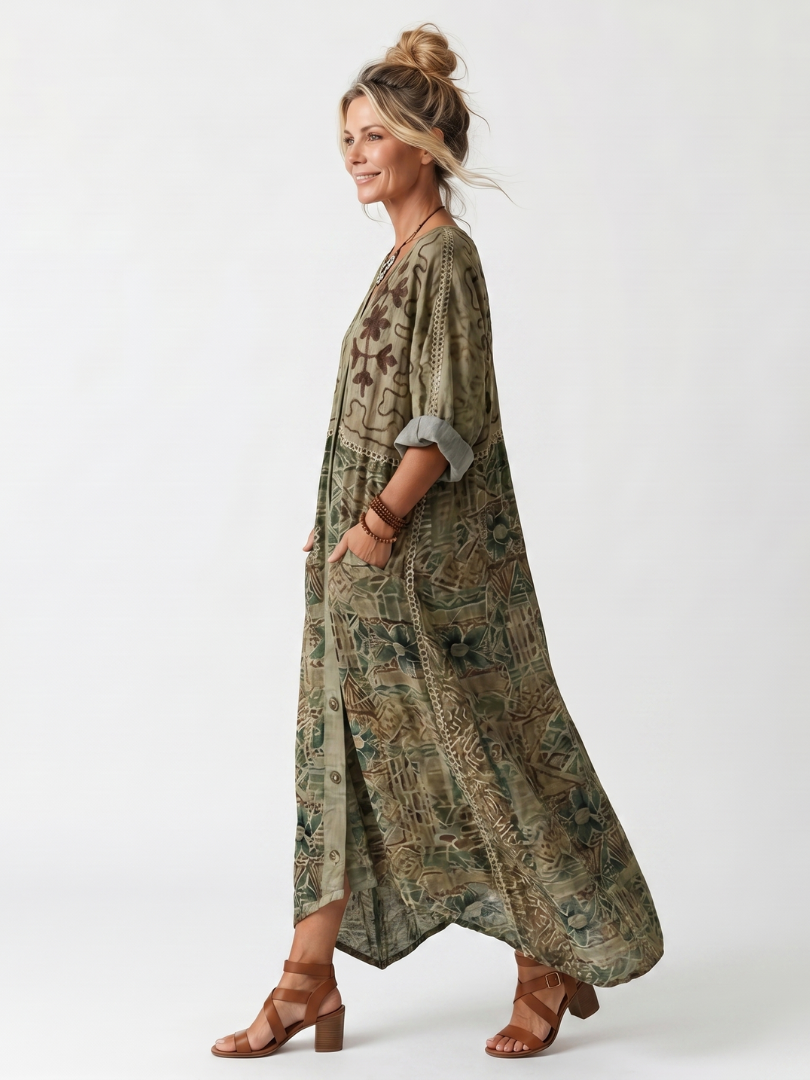 Bellamy™ | Relaxed Button-Front Midi Dress