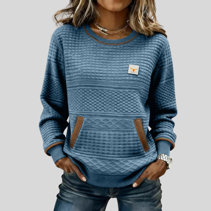 Miriam™ | Textured Colorblock Crew Neck Sweatshirt