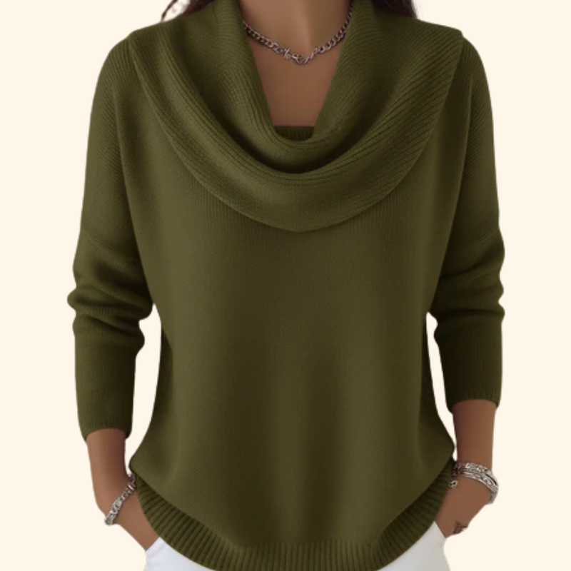 Faye™ | Draped Cowl Neck Sweater