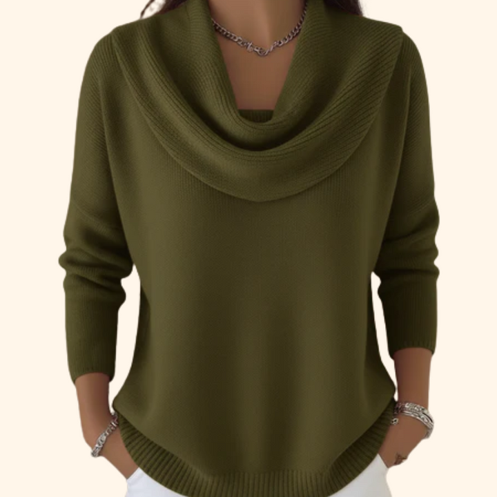 Faye™ | Draped Cowl Neck Sweater