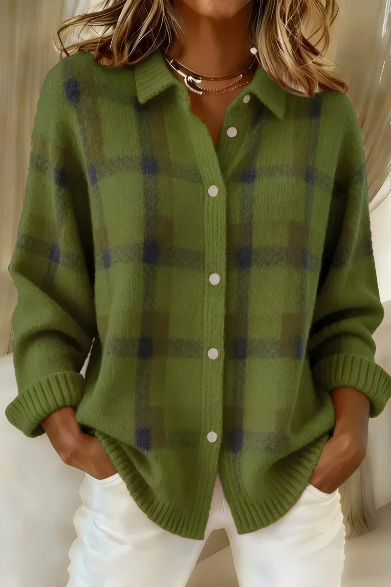 Hollis™ | Cozy Plaid Button Cardigan