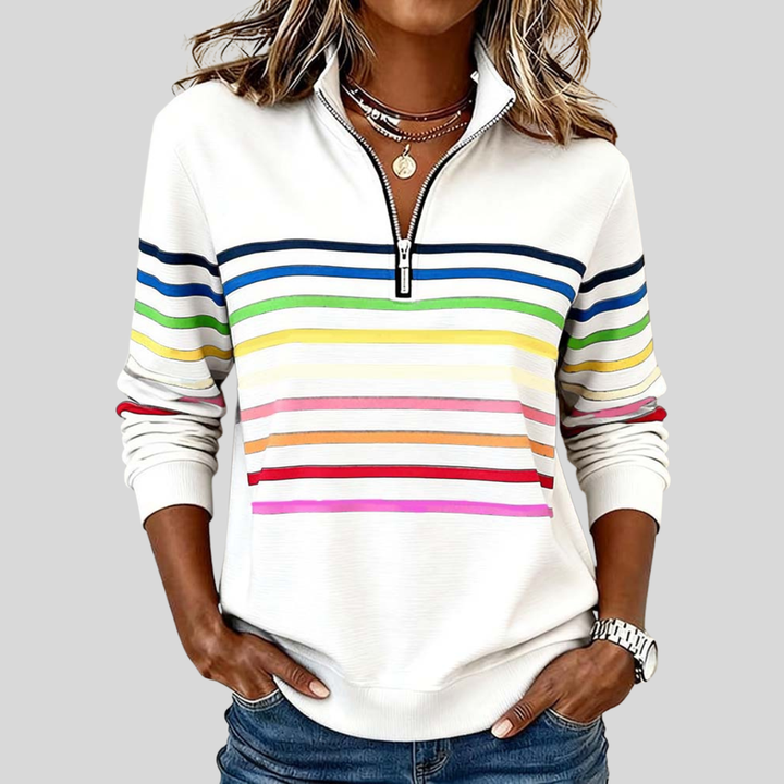 Iris™ | Rainbow Stripe Quarter-Zip Sweatshirt