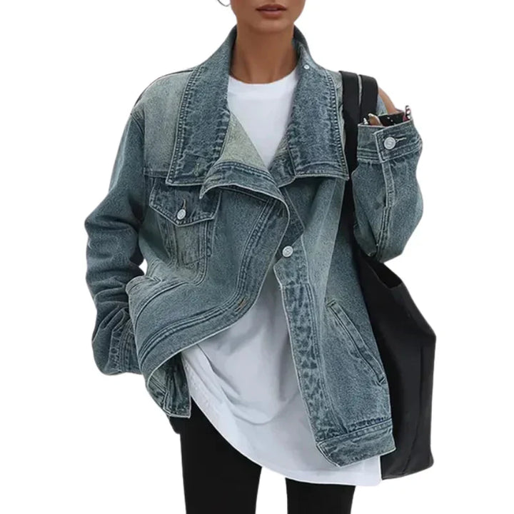 Nora | Asymmetric City Jacket with Button Detail