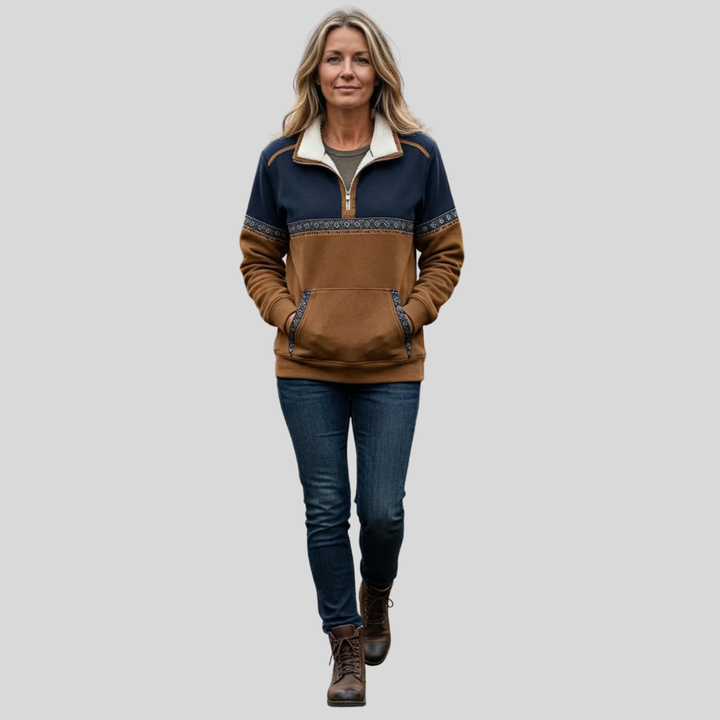 Heidi™ | Sherpa Collar Colorblock Half-Zip Pullover