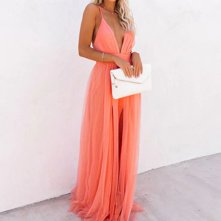 Violet | Coral Glow Maxi Dress