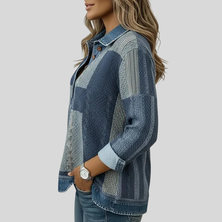 Marina™ | Colorblock Patchwork Henley Sweatshirt