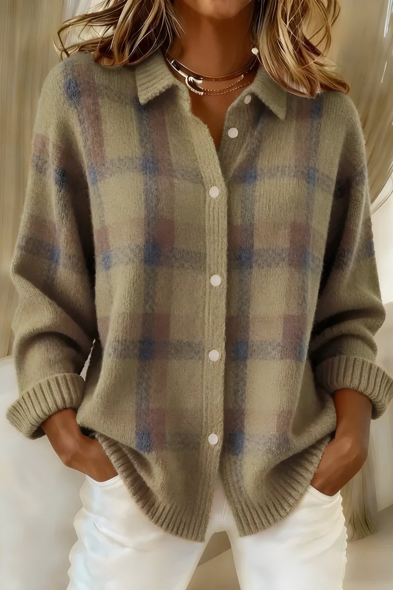 Hollis™ | Cozy Plaid Button Cardigan