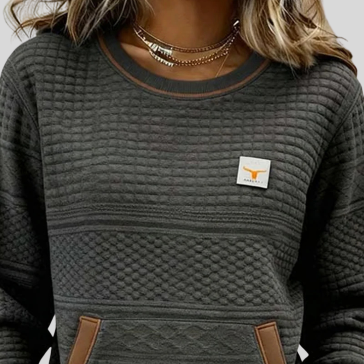 Miriam™ | Textured Colorblock Crew Neck Sweatshirt