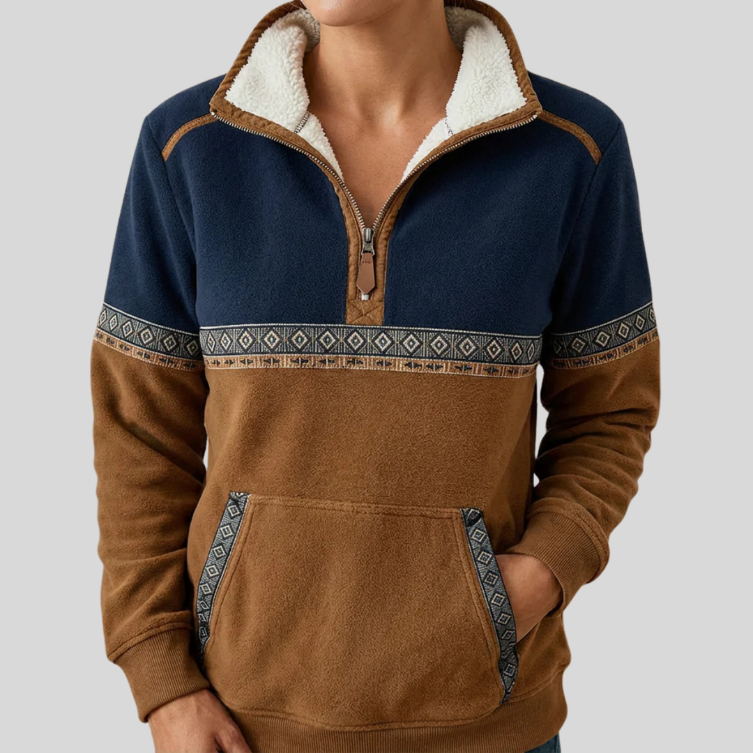 Heidi™ | Sherpa Collar Colorblock Half-Zip Pullover