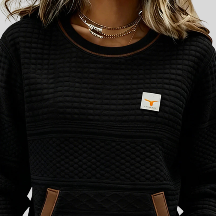 Miriam™ | Textured Colorblock Crew Neck Sweatshirt