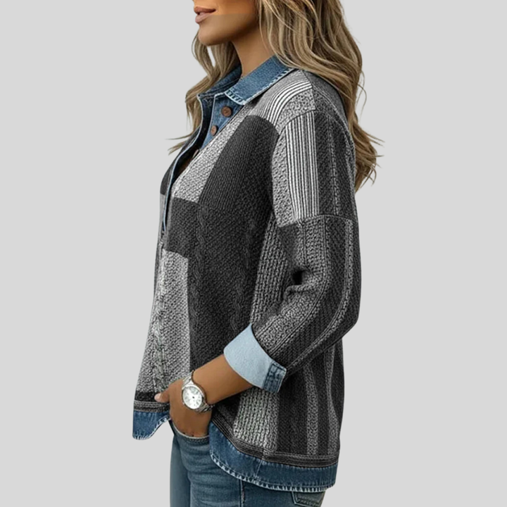 Marina™ | Colorblock Patchwork Henley Sweatshirt