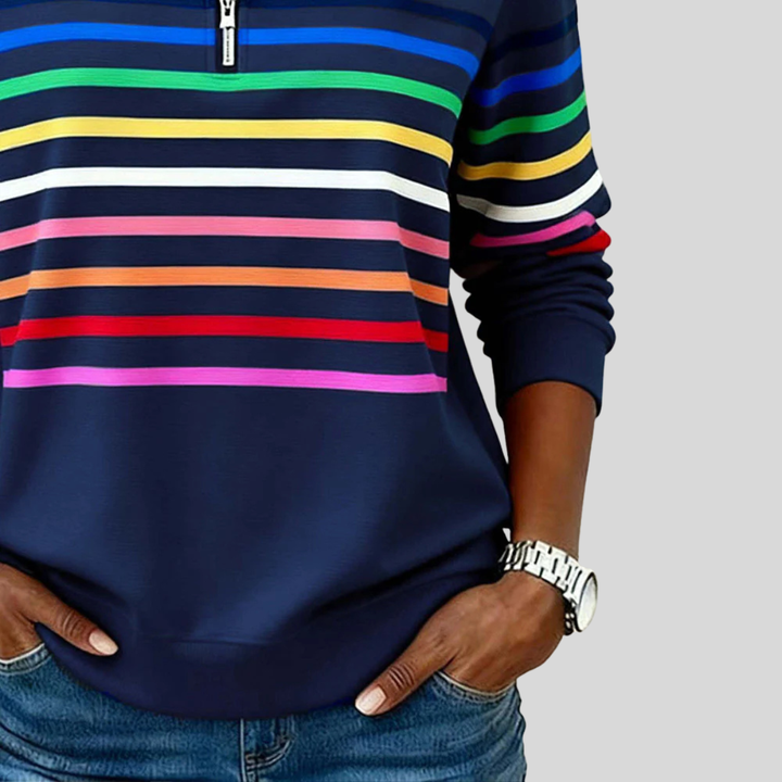 Iris™ | Rainbow Stripe Quarter-Zip Sweatshirt
