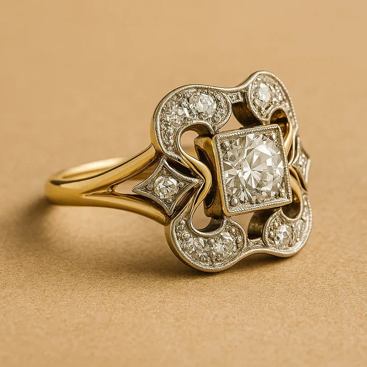 Camille | Classic Gold Ring with Vintage Zirconia