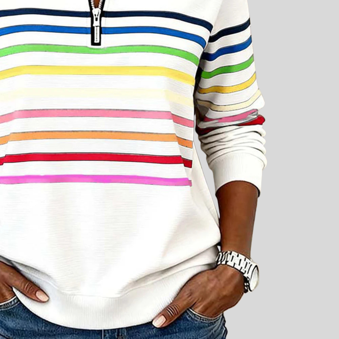 Iris™ | Rainbow Stripe Quarter-Zip Sweatshirt