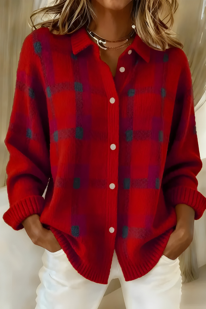 Hollis™ | Cozy Plaid Button Cardigan