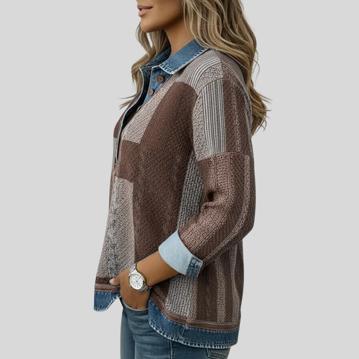 Marina™ | Colorblock Patchwork Henley Sweatshirt
