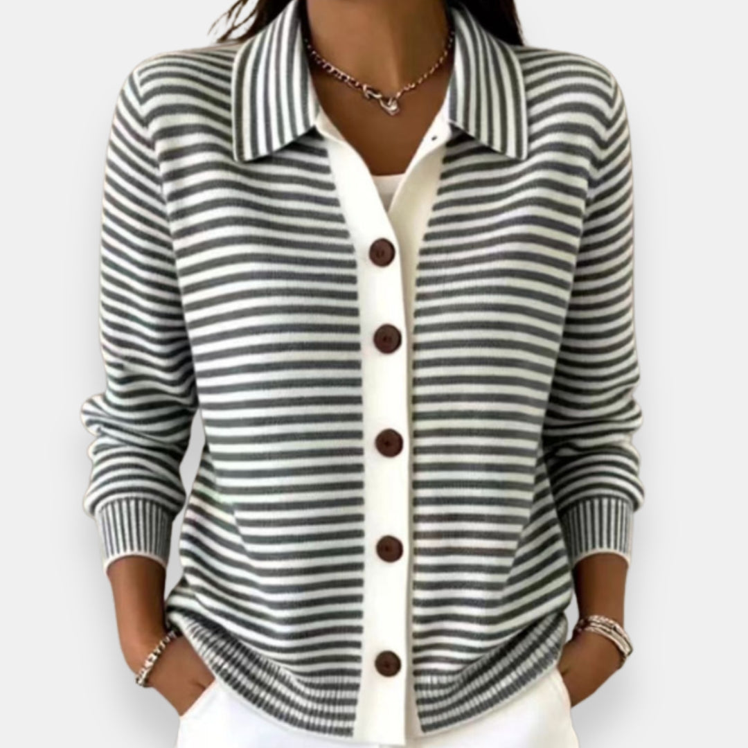 June™ | Classic Striped Collared Cardigan