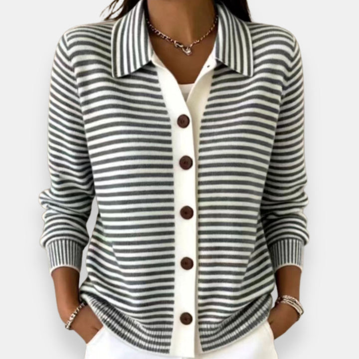 June™ | Classic Striped Collared Cardigan