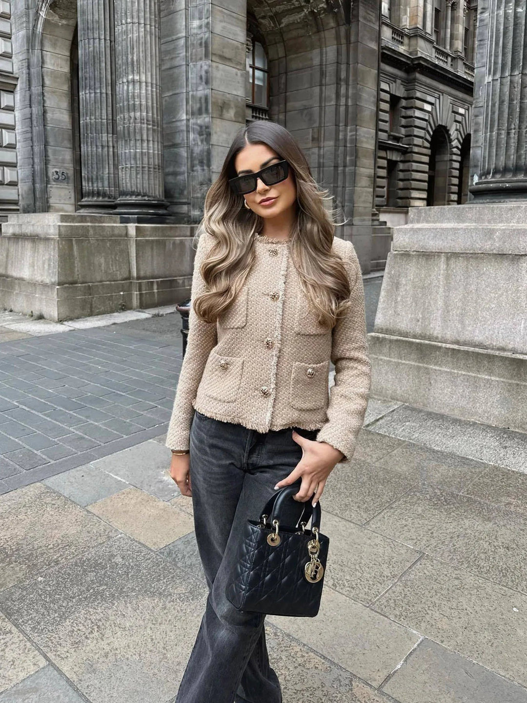 Clara | Short Tweed Blazer Jacket with Buttons for Women