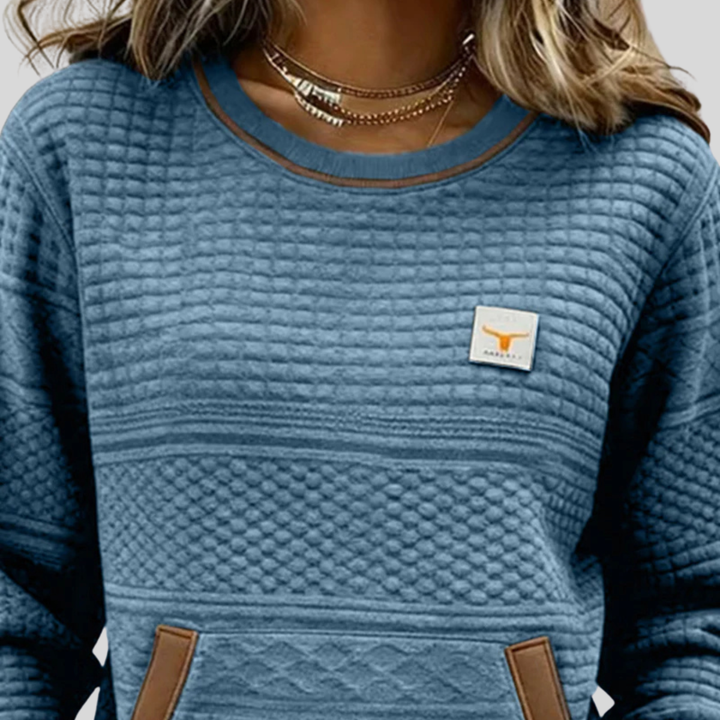 Miriam™ | Textured Colorblock Crew Neck Sweatshirt