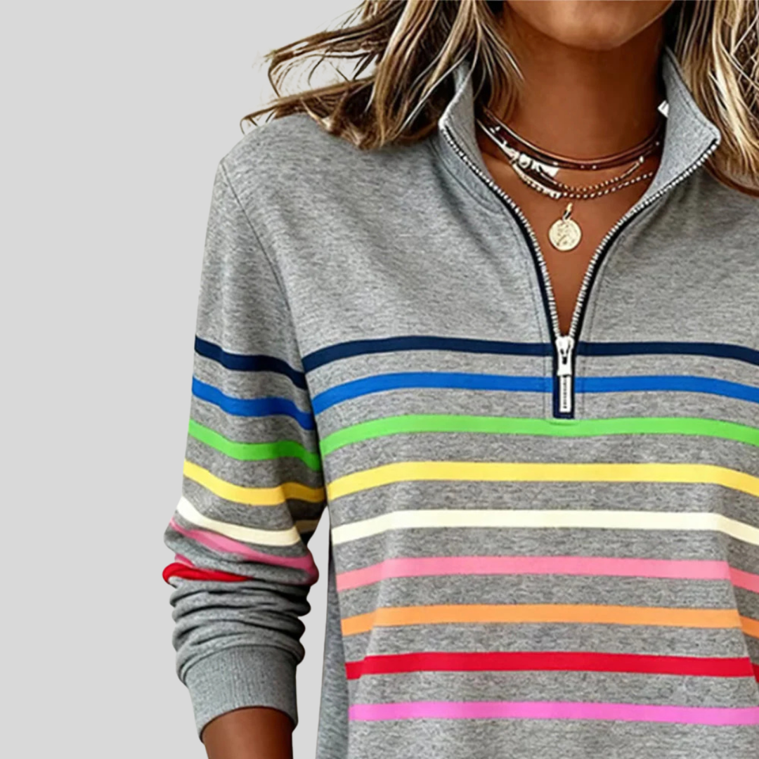 Iris™ | Rainbow Stripe Quarter-Zip Sweatshirt