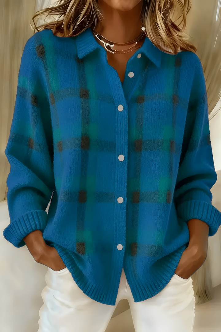 Hollis™ | Cozy Plaid Button Cardigan