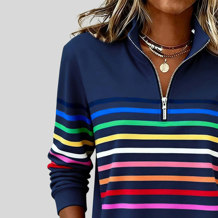 Iris™ | Rainbow Stripe Quarter-Zip Sweatshirt