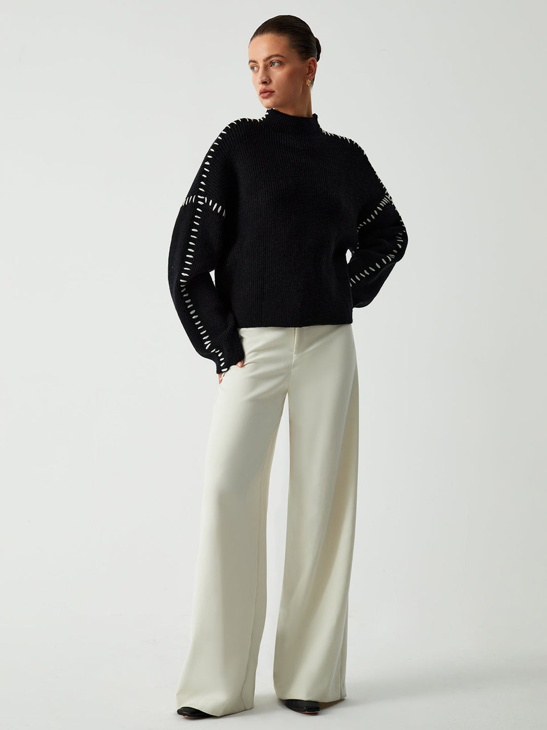 Alma | Turtleneck Sweater with Piqué Details