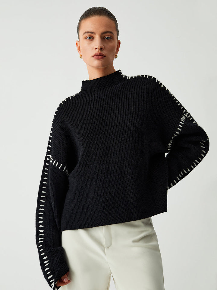 Alma | Turtleneck Sweater with Piqué Details