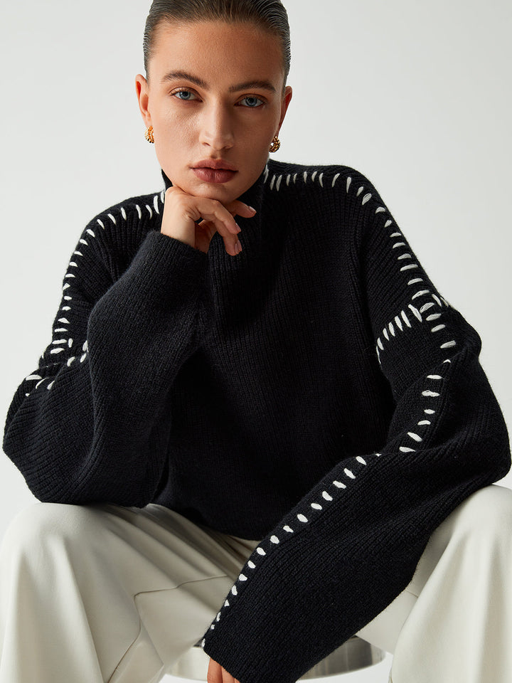 Alma | Turtleneck Sweater with Piqué Details