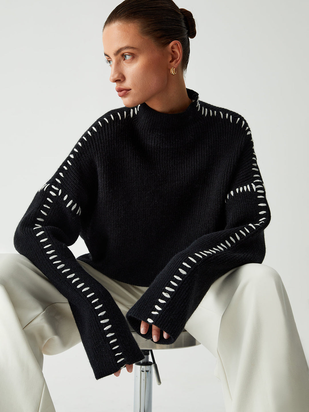 Alma | Turtleneck Sweater with Piqué Details