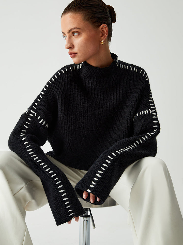 Alma | Turtleneck Sweater with Piqué Details