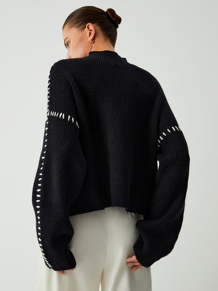 Alma | Turtleneck Sweater with Piqué Details