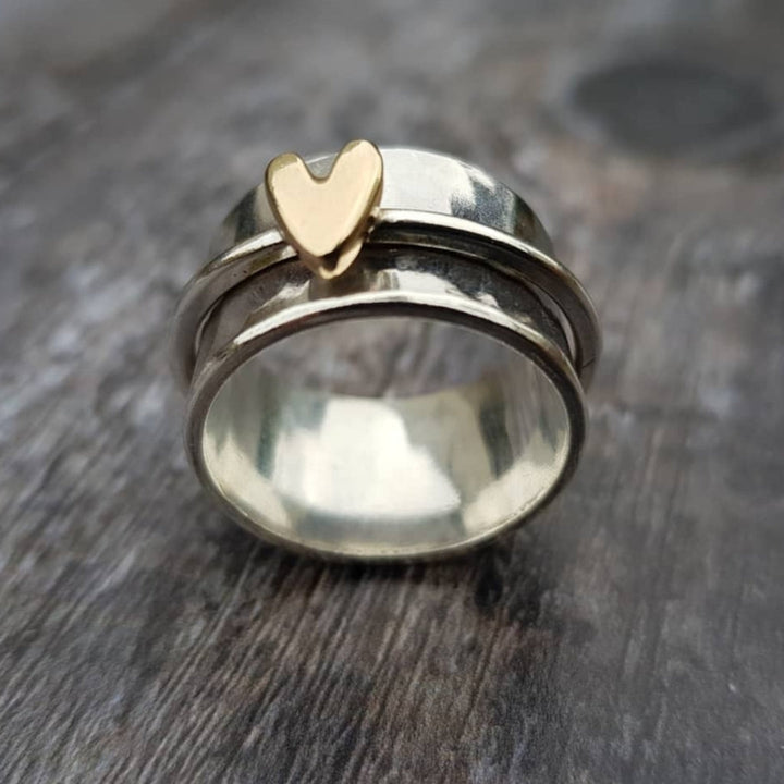 Sophia | Gold Heart Silver Ring