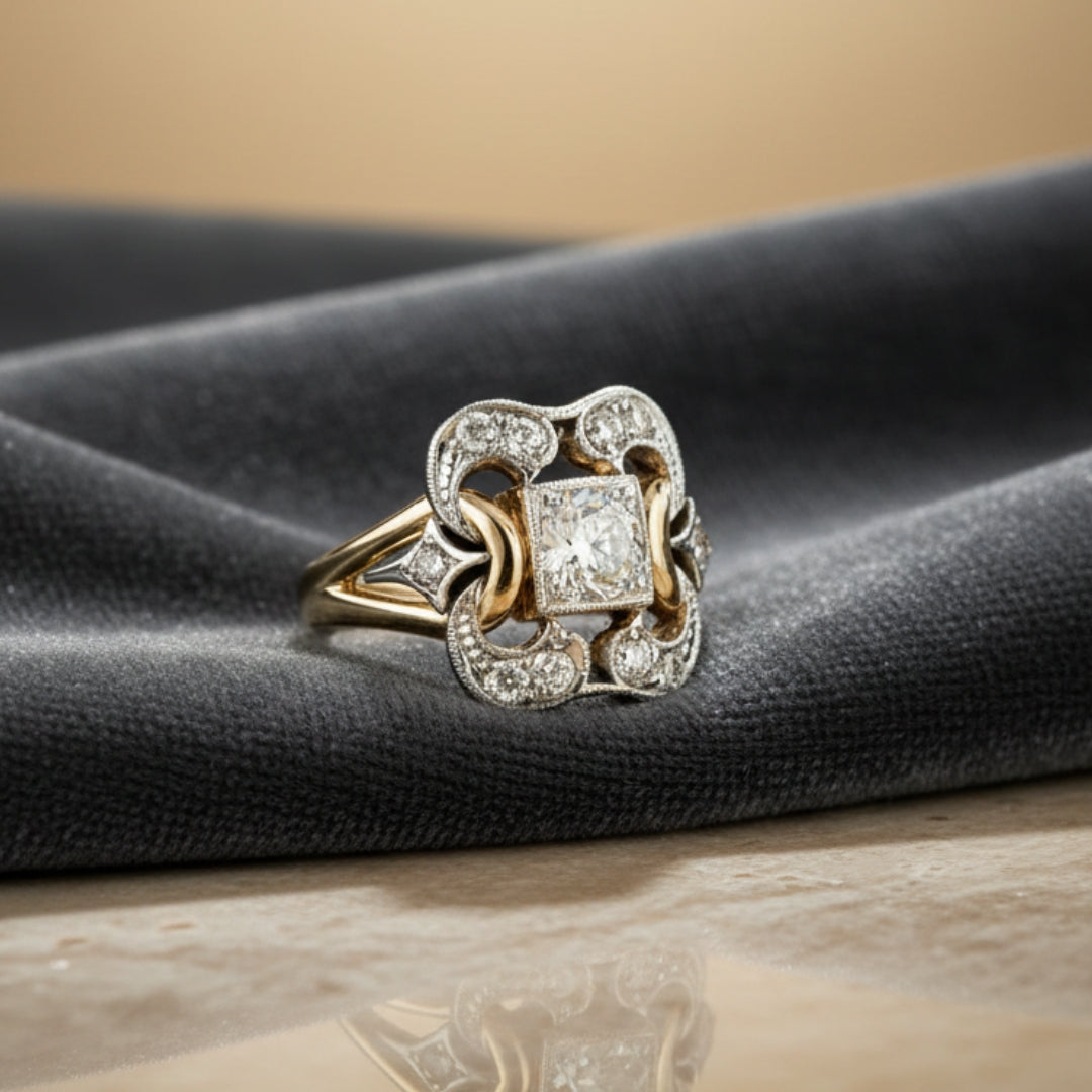 Camille | Classic Gold Ring with Vintage Zirconia